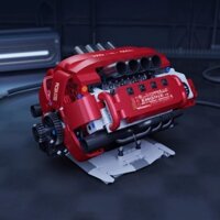 Hàng có sẵnương thích với đồ chơi xây dựng Lego động cơ V8 bao bì nguyên bản công nghệ màu đen