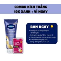 HÀNG C.TY- BỘ ĐÔI.10 VIÊN ALPHA +Sữa dưỡng thể Vaseline Gluta-Hya Dưỡng Da Sáng Mịn Sau 7 Ngày (330 ML)