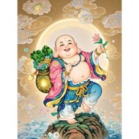 (HÀNG ĐẶT TRƯỚC) (chưa thêu) Tranh thêu chữ thập chỉ lụa phật di lặc Y3178225