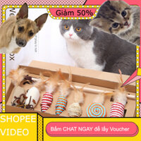 (Hàng đặt trước) Interactive Cat Toy - Electric Laser Pointer Toy Feather Teaser Bell - Indoor Fun For Kittens Adult Cat