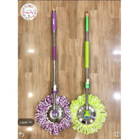 [Hàng Dày] Cây Lau Nhà 360 Inox, Khoá Vuông Cao Cấp, Bông Lau Dày Thấm Hút Tốt