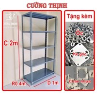 {Hàng dày} Kệ sắt v lỗ Dài 1m Rộng 0.4m lắp ráp 3 tầng 4 tầng 5 tầng, Tặng kèm đế nhựa