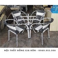 [HÀNG ĐẸP] Bàn ghế cafe mây nhựa thanh lý giá tốt Tp.HCM Hồng Gia Hân B306