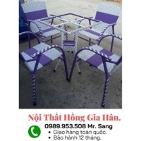 [HÀNG ĐẸP] Bàn ghế cafe mây nhựa thanh lý Tp.HCM Hồng Gia Hân C1011