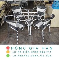 [HÀNG ĐẸP] Bàn ghế mây nhựa Hồng Gia Hân M003