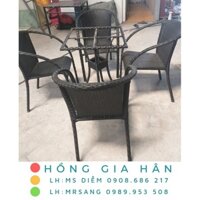 [HÀNG ĐẸP] Bàn ghế mây nhựa sân vườn Hồng Gia Hân B006