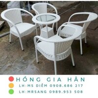 [HÀNG ĐẸP] Bàn ghế mây nhựa Hồng Gia Hân M027