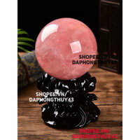 Hàng đẹp Bi cầu thach anh hồng tu nhiên nguyên khối