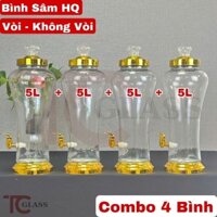 [HÀNG ĐẸP] Bình Thủy Tinh Ngâm Sâm , Ngâm Rượu Chân Eo Hàn Quốc Combo 4 Bình 5L