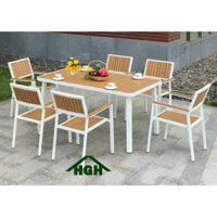 [HÀNG ĐẸP] Bộ bàn ăn Polywood cao cấp H666 Hồng Gia Hân