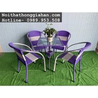 [HÀNG ĐẸP] Bộ bàn ghế mây nhựa thanh lý giá kho Tp.HCM Hồng Gia Hân B107