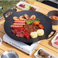 [HÀNG ĐẸP] CHẢO GANG NƯỚNG THỊT, CHẢO GANG CHỐNG DÍNH, CHẢO ĐÁ 34CM HÀNG ĐẸP