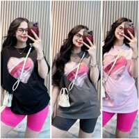 [hàng đẹp đầu mùa] ĐỒ BỘ NỮ, SET BỘ LỬNG BIGSIZE ÁO PHÔNG TRÁI TIM MIX QUẦN NGỐ
