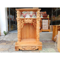 [Hàng đẹp giá rẻ] Bàn thờ thần tài ông địa ngang 60x98 gỗ xoan quỳ trụ điện tử.