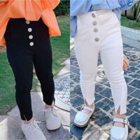 [Hàng đẹp rẻ nhất shopee] Quần legging jean denim cạp cao ba cúc tôn dáng cực xinh cho bé gái