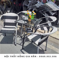 [HÀNG ĐẸP] Thanh lý bàn ghế cafe mây nhựa Hồng Gia Hân B96