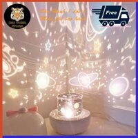 (Hàng đẹp)Đèn ngủ ngàn sao 3D chiếu trần xoay tự động kèm 6 hình chiếu cổ tích, đại dương, sinh nhật siêu lung linh