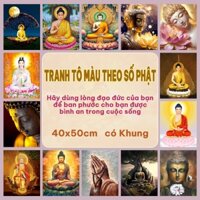 [Hàng gửi từ Sài Gòn] tranh tô màu theo số phật tranh tômàu theo số khung tranh tô màu theosố 7068