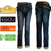 🔥HÀNG HIỆU size 28 - 29 quần JEAN nam xanh gấp gấu hoa văn Egou S1179N9 bò denim mềm siêu cao cấp ống côn siêu thời tran