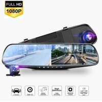 [Hàng Hot] Camera hành trình ô tô gương 4.3 inch 1080P HD Màn hình đỗ xe chống chói ống kính kép chiếu hậu thông minh Hurricane