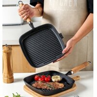 Hàng HOT Chảo Gang Nướng Chiên Bò Bít Tết chống dính Tay cầm chịu nhiệt cho bếp