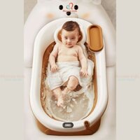 [Hàng hot] Chậu tắm gập gọn báo nhiệt cho bé 23x49x93cm, thau bồn tắm trẻ em có giá đỡ