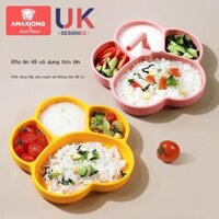 (HÀNG HOT) Đĩa chia ngăn cho bé, cốc hút, thìa ăn dặm tích hợp, bát silicone, bộ đồ ăn cho trẻ em
