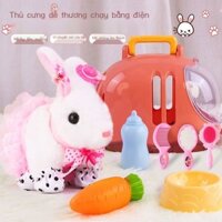 (HÀNG HOT) Đồ chơi nhồi bông hình con thỏ nhỏ dễ thương mô phỏng thú cưng bằng điện siêu dễ thương
