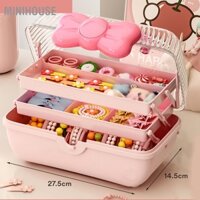 [Hàng Hot]  Hộp Đựng Phụ Kiện Trang Sức / Kẹp Tóc / Dây Chuyền Tiện Dụng Cho Bé Hộp đựng đồ đa chức năng Thiết kế ngăn Hộp đựng đồ trang sức 3 tầng