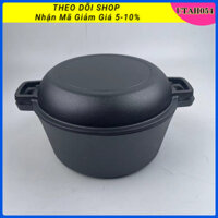 [Hàng HOT] Nồi gang hầm - Nồi gang đúc nguyên khối 4.7L Có Nắp Đậy Tay Cầm Đôi Cho Cắm Trại【Utah054】