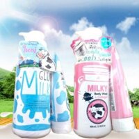 HÀNG HOT- Sữa tắm con bò Gluta Milky Thái Lan 800ml tặng sữa rửa mặt