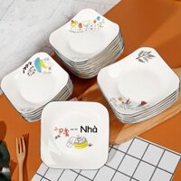 (HÀNG HOT) Tấm món ăn hộ gia đình tấm vuông gốm sứ Nhưi tấm bộ đồ ăn bộ món ăn bán buôn đơn giản sá