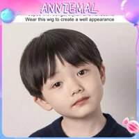 [Hàng Hot] Tóc Giả Bé Trai Đen Ngắn Thay Thế Nổ Nước Quai Đầu Nam Thẳng Full Periwig