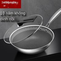 (HÀNG HOT)♠◈Chảo chống dính Rongshida gia dụng inox bếp từ gas không tráng 304