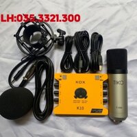 [Hàng Hót]Combo Thu Âm Hát Livestream Micro TIKO T100+Soud Card XOX K10 bản kỷ niệm bảo hành 1 năm