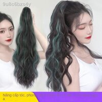 (HÀNG HOT)Tóc giả kiểu Âu và Mỹ cột đuôi ngựa nữ dài xoăn lưới màu đỏ sóng lớn kẹp cao gradient l