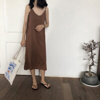 [Hàng KỊCH ĐỘC] Váy thun hai dây dáng suông dài (Order)- Có ảnh thật [MỚI 100%]