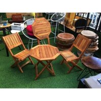 Hàng loại 1 Bàn ghế gấp gọn mini Bàn ghế gỗ xếp cafe HPCF 19 Tổng