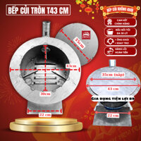[Hàng Loại 1] Bếp Củi Không Khói Tròn T43cm Thông Minh, Ống Khói Bẻ 60 độ, Không Đen Nồi, Tiết Kiệm, Thép Cacbon Dày Dặn