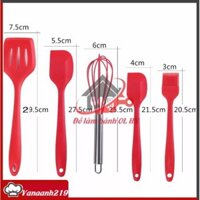 [Hàng loại 1] Bộ 5 chổi phới spatula silicon đỏ