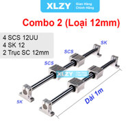 (Hàng Loại 1) Bộ thanh ray trượt tròn phi 20mm 2 Trục dài 1 mét kèm 4 Gối đỡ SK20 4 Con trượt SCS20UU - vongbibacdanxlzy