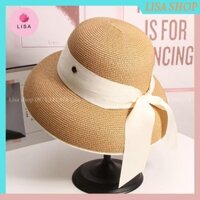 [HÀNG LOẠI 1- CAO CẤP] Mũ cói, nón cói đi biển dáng chuông, đèn lồng phối buộc nơ cực xinh, mẫu M11 Lisa Shop