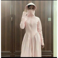 [HÀNG LOẠI 1 CAO CẤP]Áo Chống Nắng Toàn Thân Nữ Dáng Váy Vải THUN LẠNH, XẾP LY Chống Tia UV, Chống Gió Cản Bụi