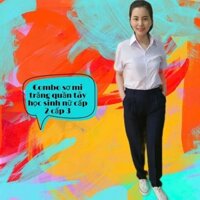 Hàng loại 1 combo áo sơ mi trắng quần tây học sinh nữ cấp hai cấp ba