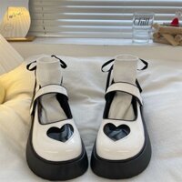 (HÀNG LOẠI 1) Giày Oxford nữ đế cao, Giày da đế dày mũi tròn trái tim phong cách ulzzang