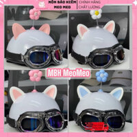 [Hàng loại 1] MŨ BẢO HIỂM NỬA ĐẦU BÔNG HOA TAI THỎ TAI MÈO TAI GẤU CUTE KÍNH PHI CÔNG