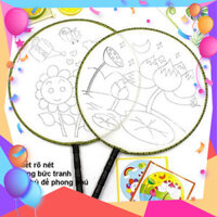 {hàng loại 1} Quạt vải lụa tròn cho bé tự tô màu in ấn hình cute