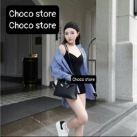 [HÀNG LOẠI 1] Set đồ nữ liền thân 2 dây phối áo sơ mi kẻ xanh Bộ jump quần kèm áo sơ mi set đồ body phối áo sơ mi, sẵ...