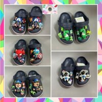 (Hàng Loại 1-Tặng 12 sticker) Dép Sục Crocs Baya Xanh Than + Sticker Víp Trang Trí Cho Bé Trai. Nhựa Cao Cấp.