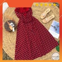 [Hàng Loại 1 Xịn] Đầm chấm bi hở lưng đan dây  [FreeShip – Clip thật]